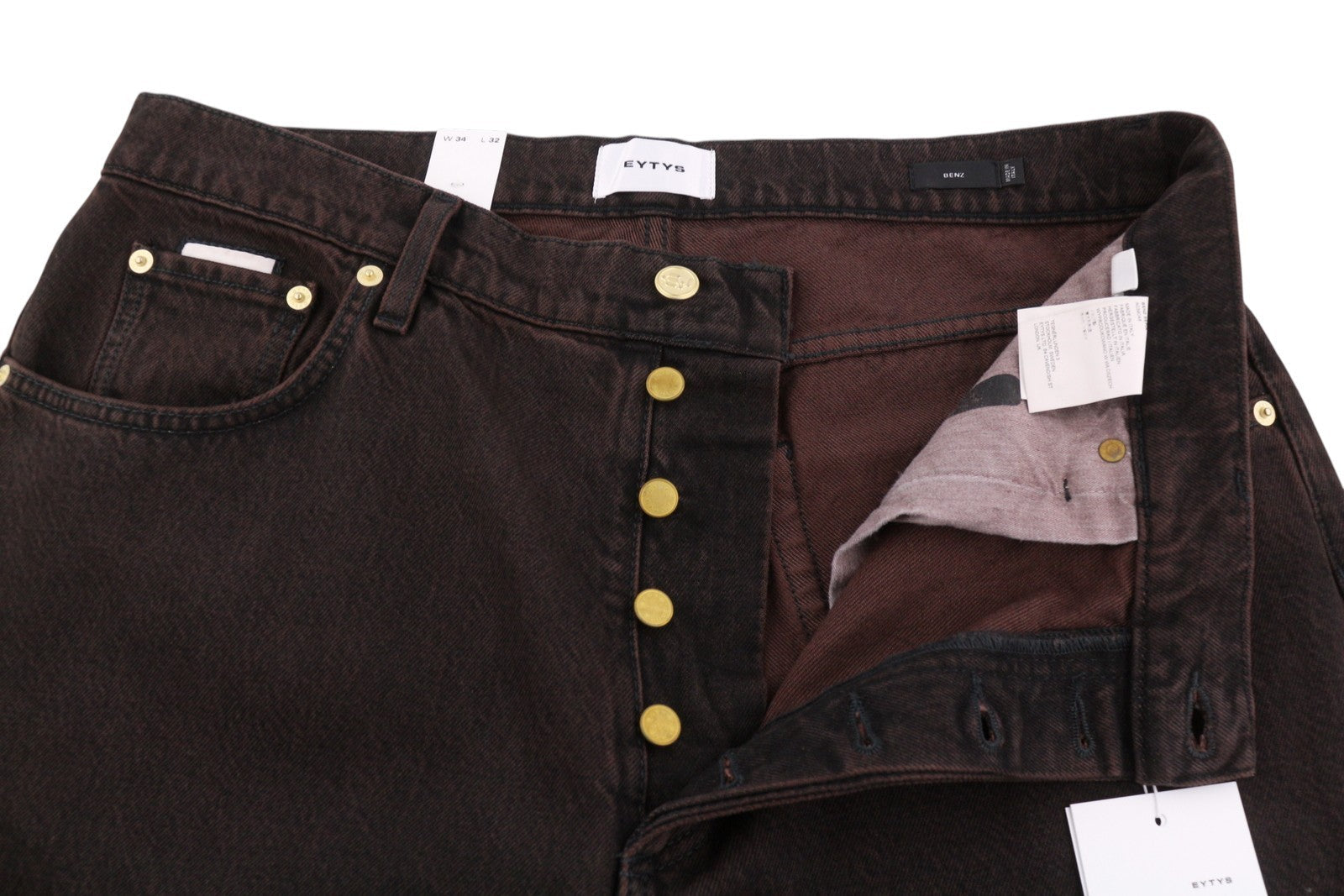Eytys Benz Sepia Baggy Fit Damen Jeansbraun Faded Herren Unisex RRP370