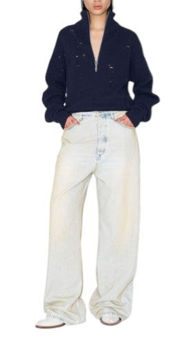 Eytys Echo Bronze Ultra Baggy Women Jeansblue Faded Ageed Look Rrp370