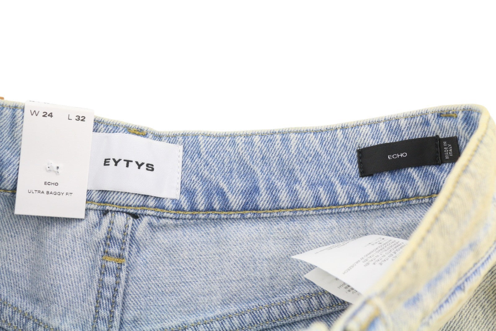 Eytys Echo Bronze Ultra Baggy Jeans da donna blu sbiadito aspetto invecchiato Rrp370