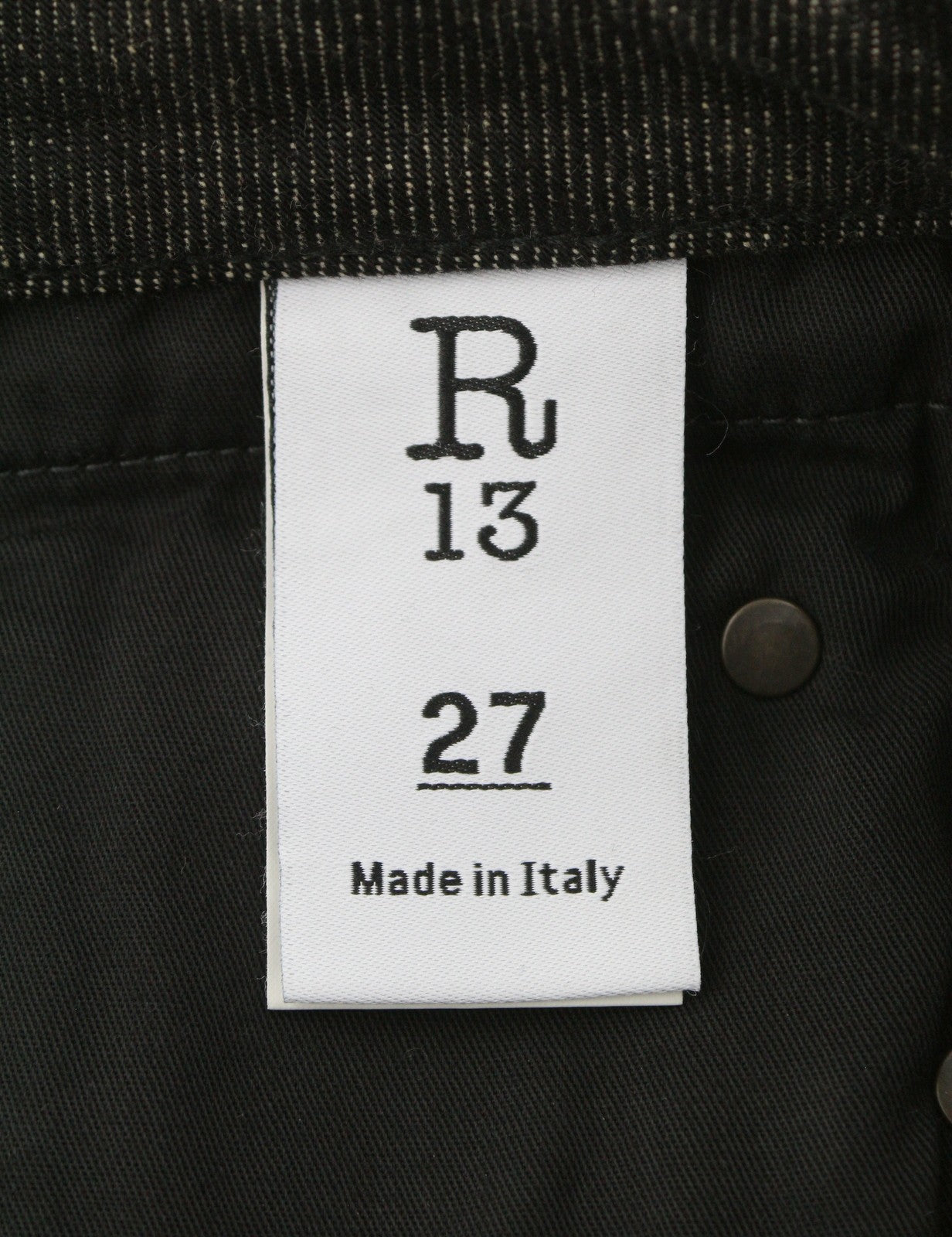 R13 Boy Straight Women Jeans 27 Abbey Black Whiskers Faded Distress Cropped Ps26