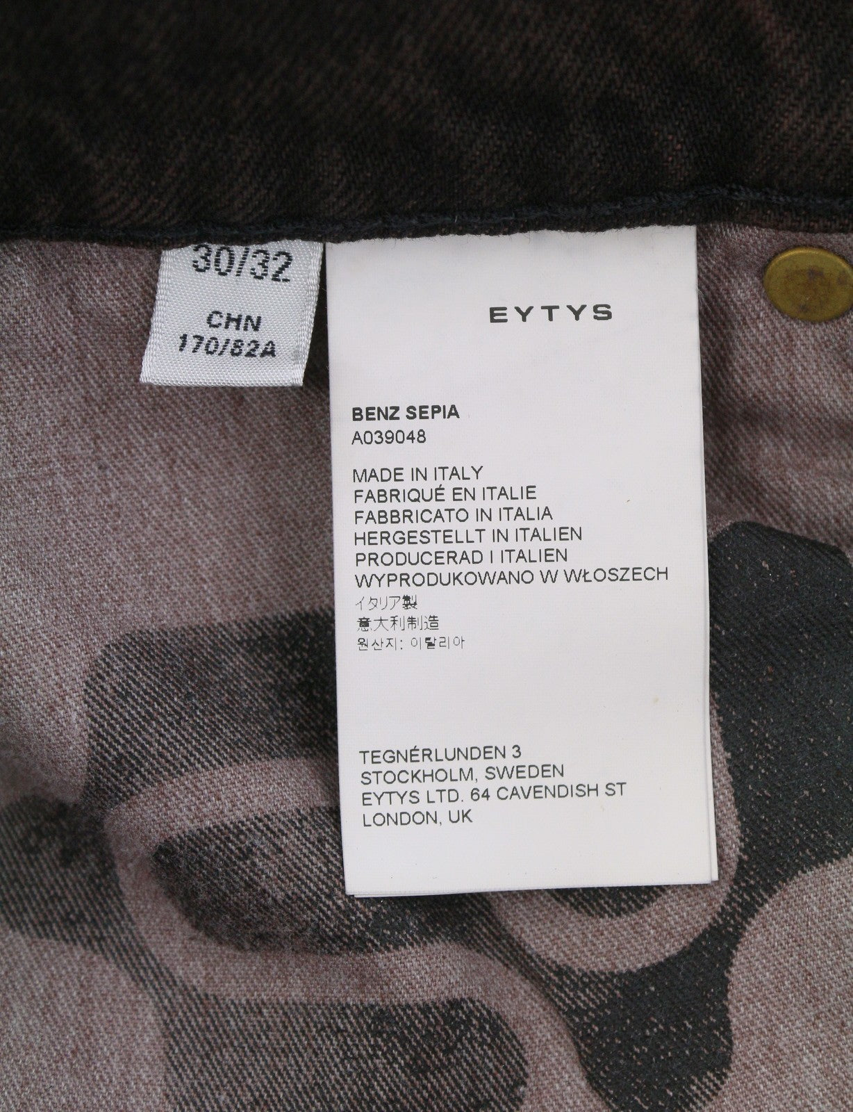 Eytys Benz Sepia Baggy Fit Dámské Džínové hnědé Vybledlé Muži Unisex Rrp370