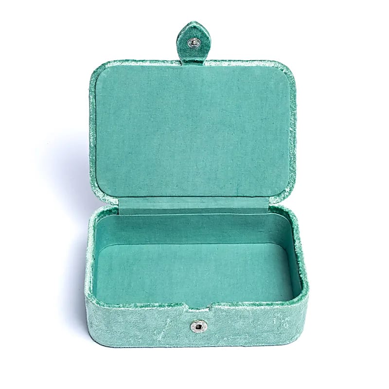 Schmuck-/Tarotbox Samtmint mit Mondphasen – 11x15,5x5 cm