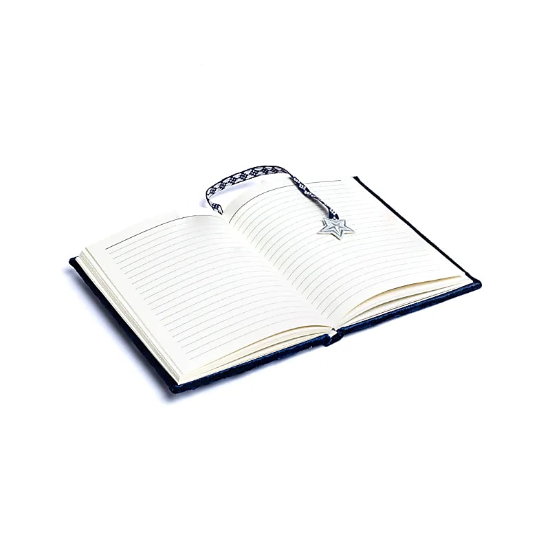Notebook Velvet Dark Blue With Moon And Stars - 20x15 Cm