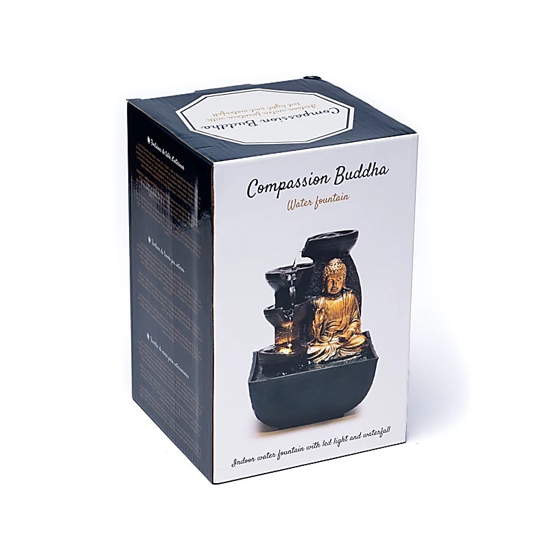 Fuente de agua de Buda de la Compasión - 13,3x13,3x17,3 cm