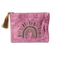 Zippered Velvet Pouch Purple With Rainbow - 20x15 Cm
