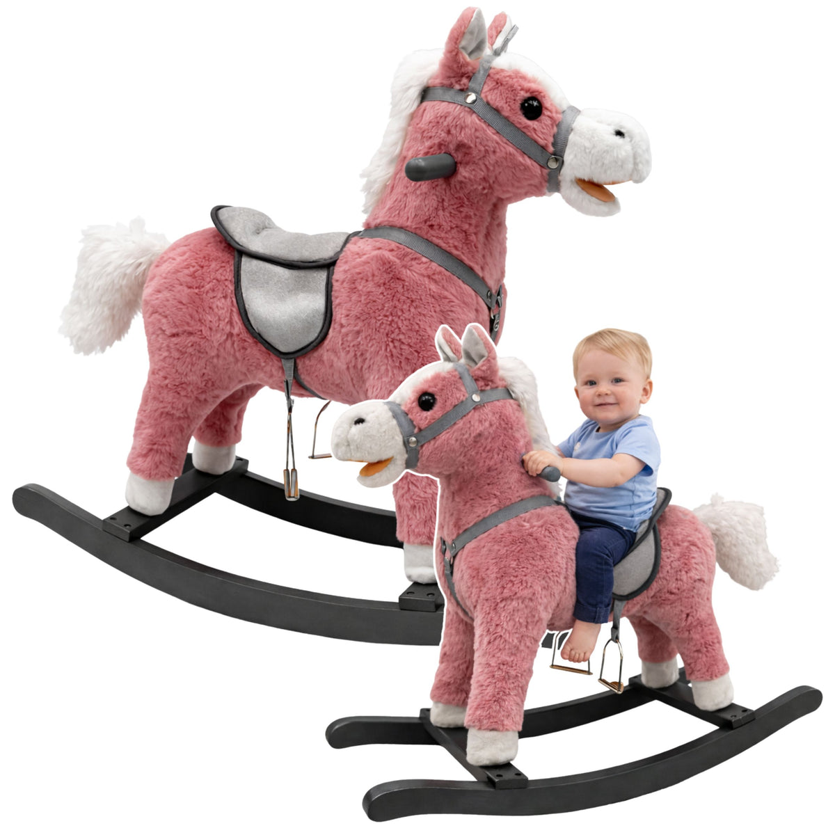 Ringató nyereg lábak Rocker Sounds Pink 74 cm