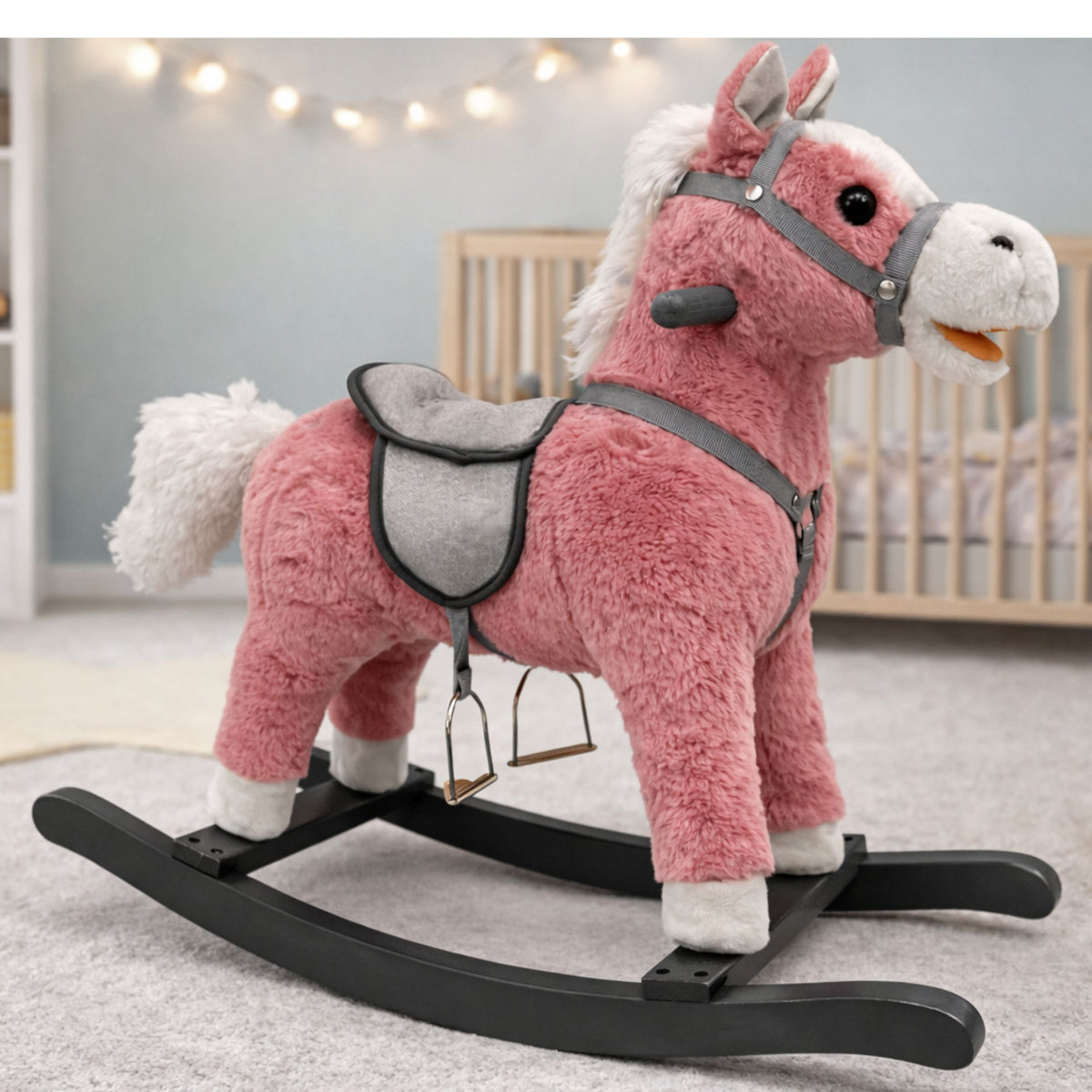 Ringató nyereg lábak Rocker Sounds Pink 74 cm