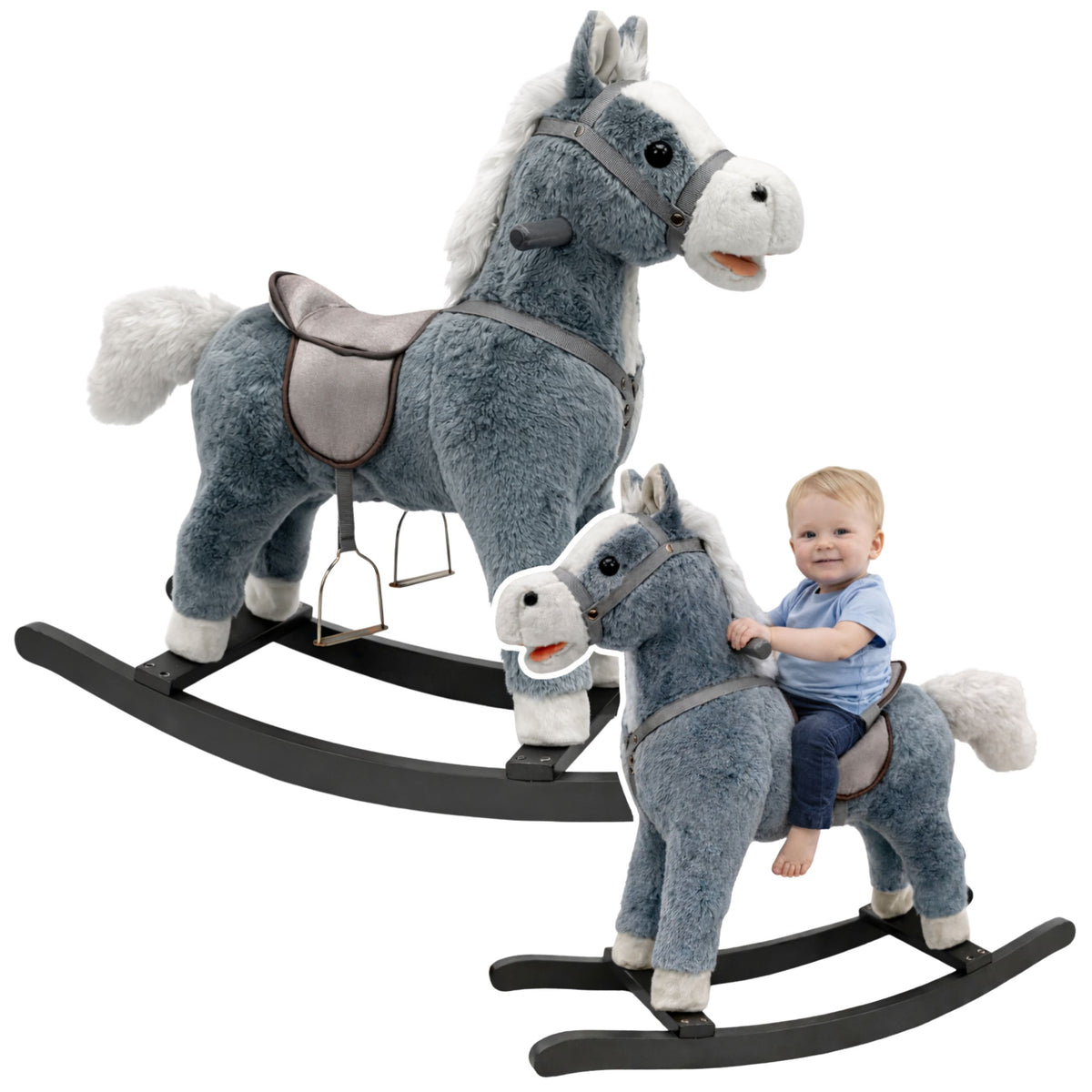hintaló nyereg lábak Rocker Sounds szürke 74 cm