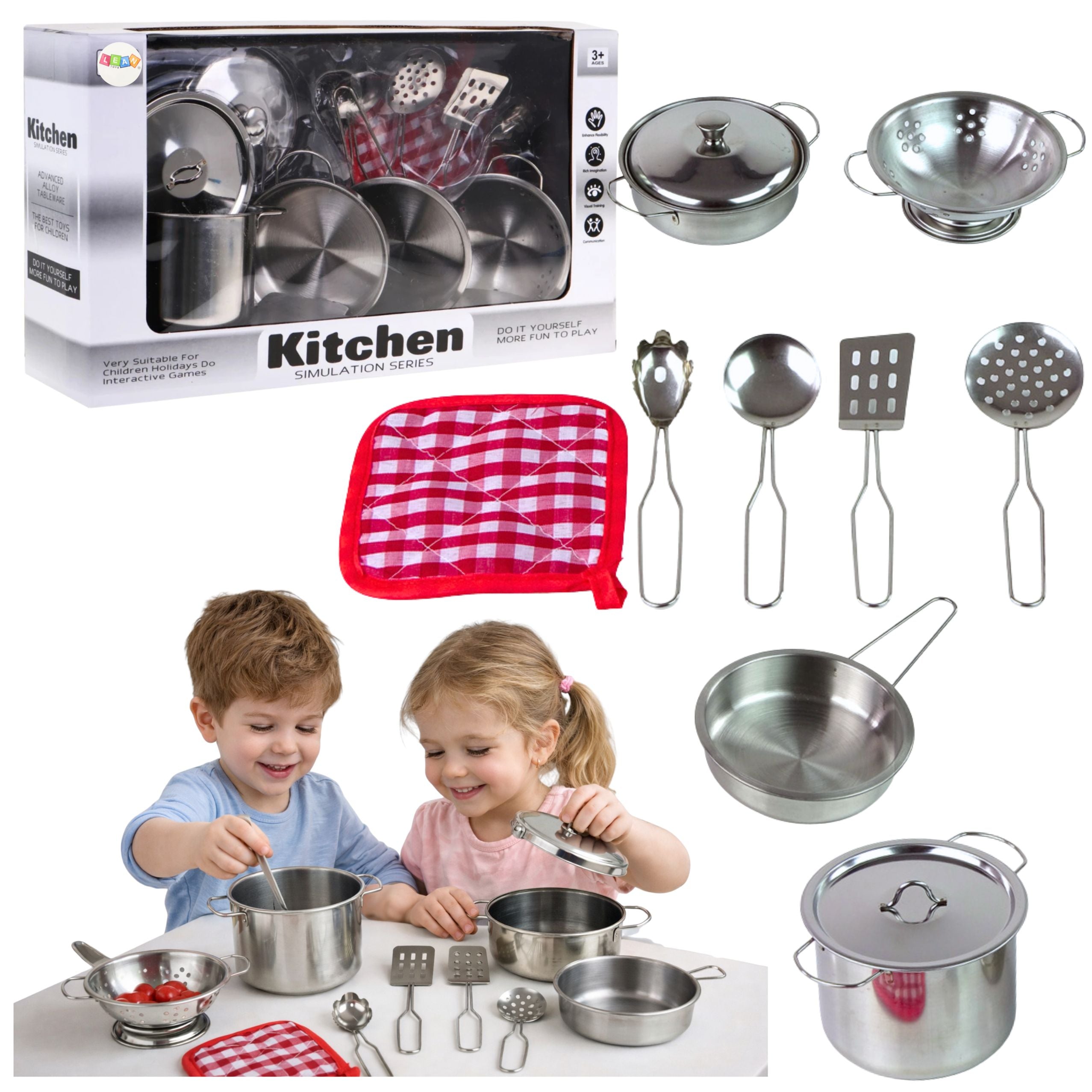A Set Of Pots And Kitchen Accessories For Children