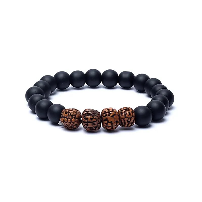 Bratara Rudraksha / Onix Negru --pachet De 2 Buc - 10mm