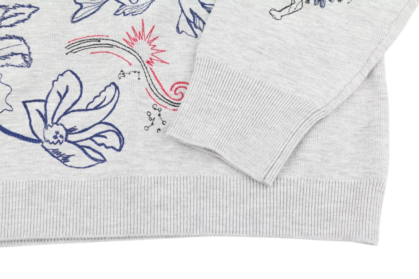 Desigual Jers Laia Women Jumpermelange Grey Embroidered Knit Pull On