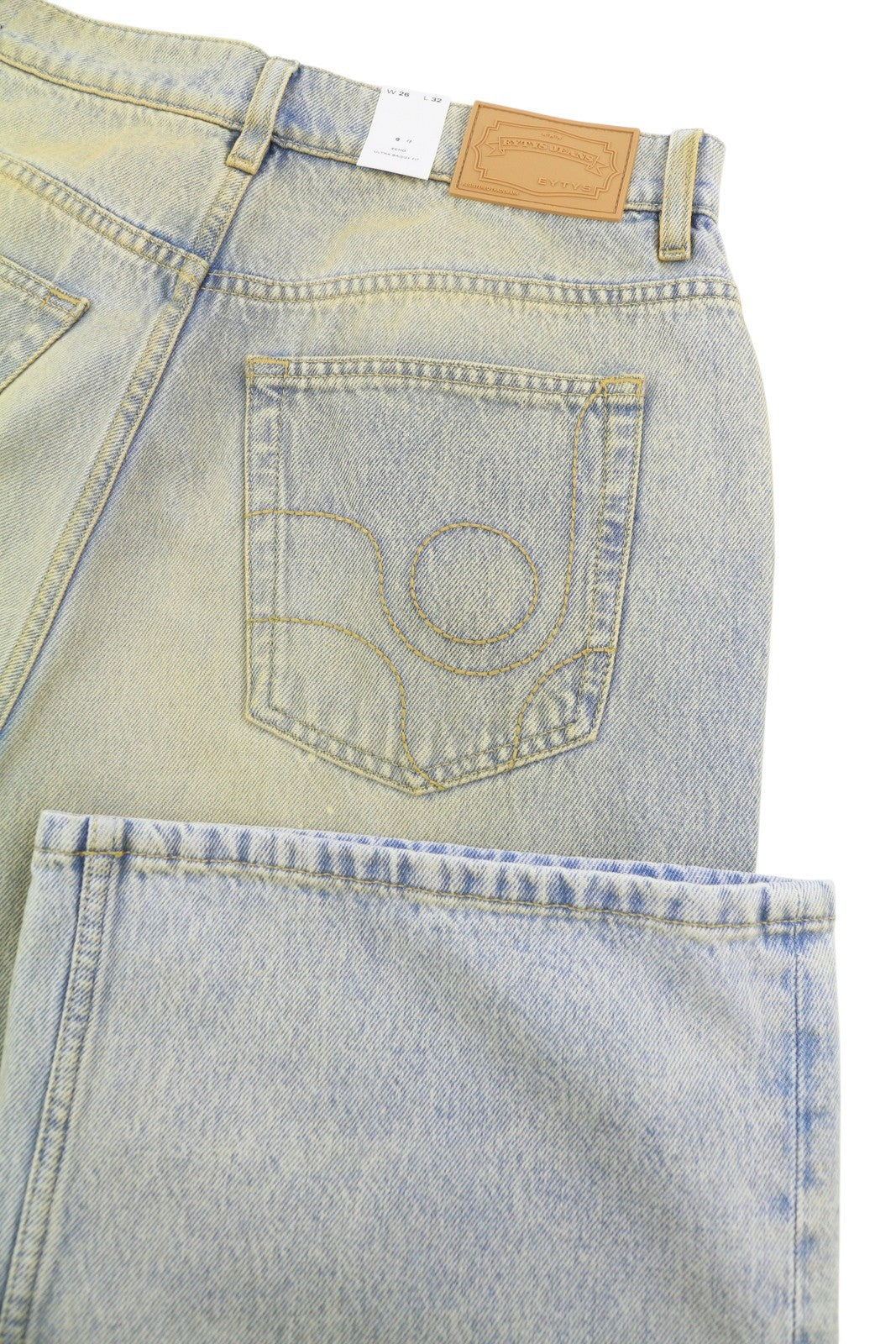Eytys Echo Bronze Ultra Baggy Jeans da donna blu sbiadito aspetto invecchiato Rrp370