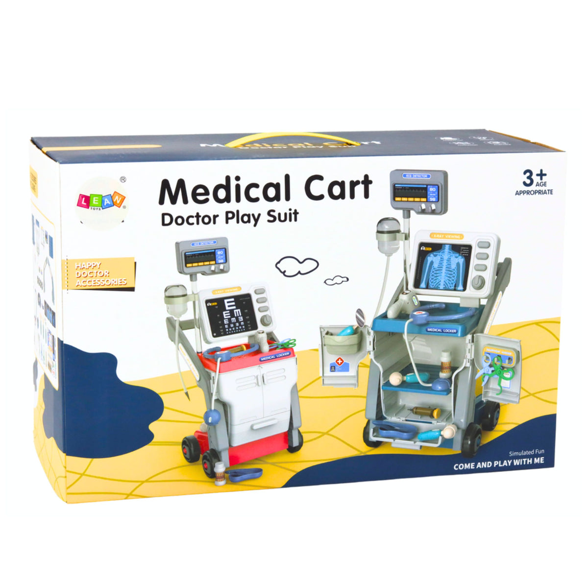 Little Doctor's Set Medical Cart X-ray Ecg Lights Blue 16 Pcs.