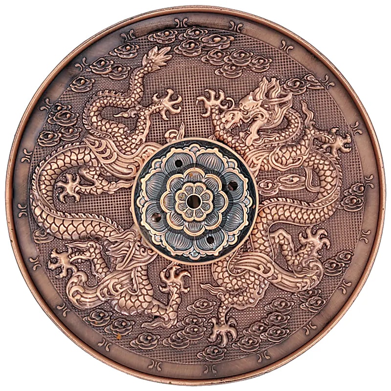 Røgelsebrænder Dragons Kobberfarve --sæt af 2 stk - 10x10 Cm