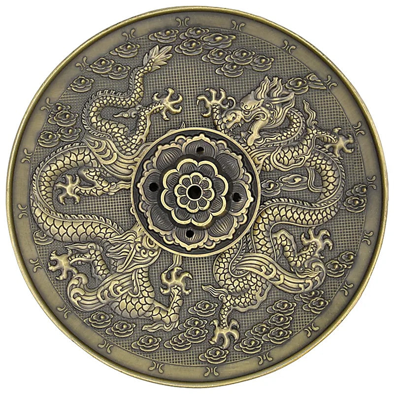 Räuchergefäß Drachen bronzefarben – 2er-Set – 10 x 10 cm
