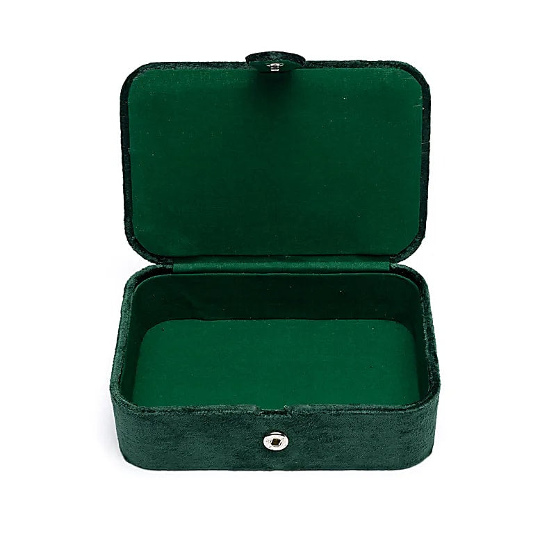 Jewellery / Tarot Box Velvet Green With Tree Of Life And Hearts - 11x15.5x5 Cm