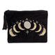 Pouch Velvet Zippered Dubh Le Céimeanna Gealach - 20x15 Cm