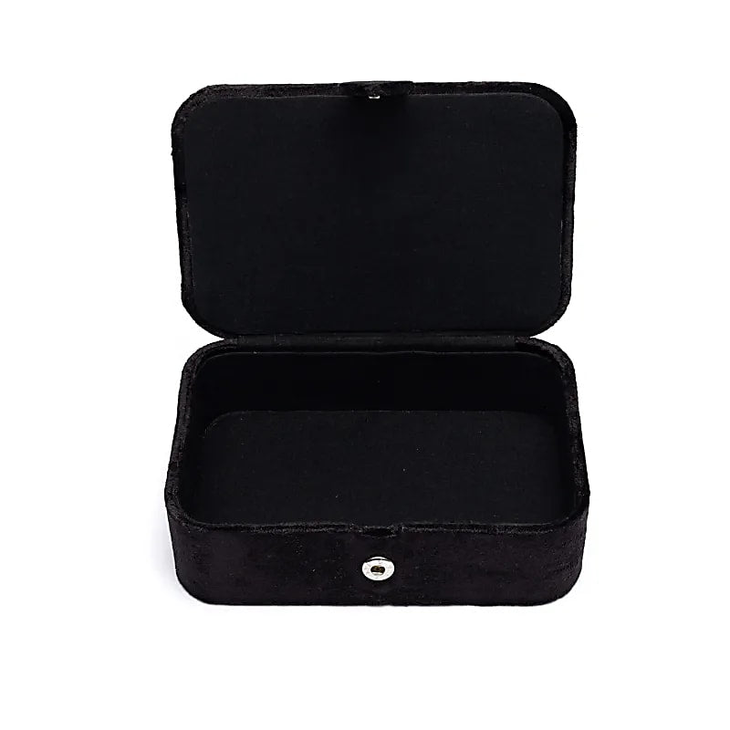 Jewellery / Tarot Box Velvet Black With Moon Phases - 11x15.5x5 Cm