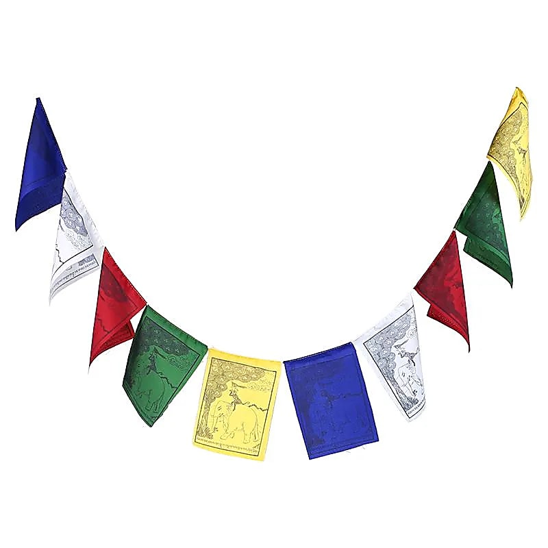 Tibetan Prayer Flags The Four Friends --set Of 2 Pcs - 20x15.5 Cm