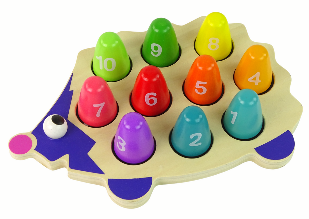Wooden Educational Hedgehog 10 Colorful Pawns