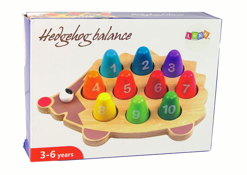 Wooden Educational Hedgehog 10 Colorful Pawns