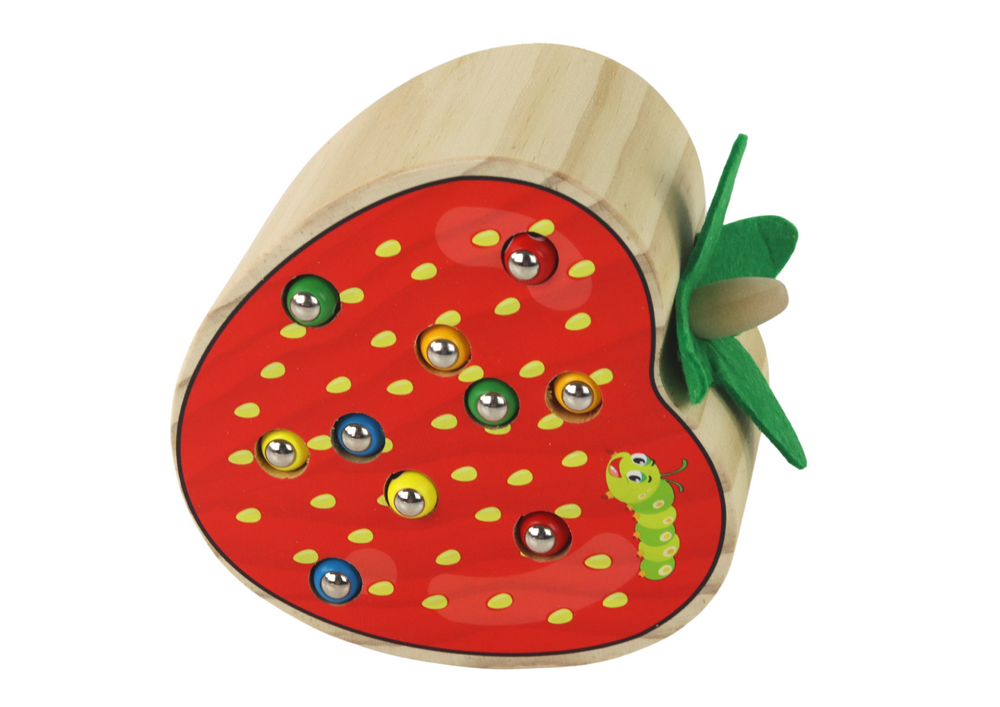 Wooden Strawberry Catch The Worm Magnetic Game