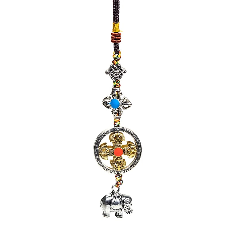 Protective Pendant Double Dorje With Elephant --set Of 2 Pcs - 20 Cm; 32 G