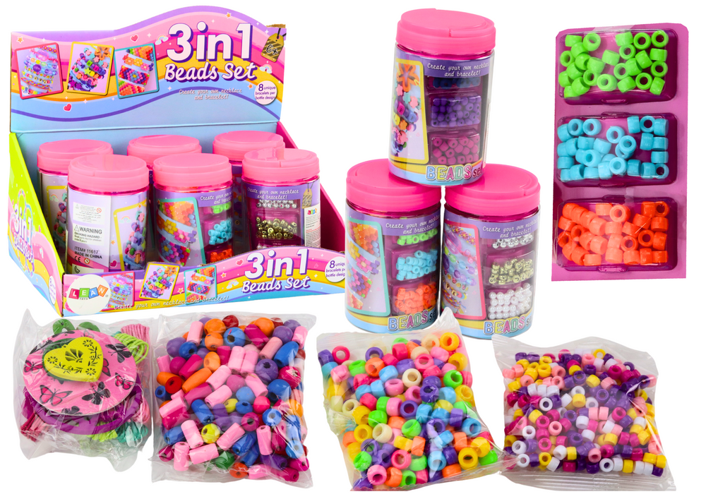 Set Of Beads In A Jar For Creating Jewelry 3in1