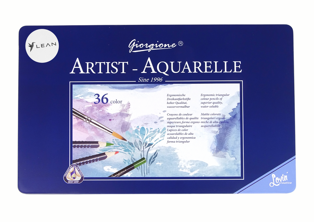 Set Of 36 Watercolor Pencils Metal Container