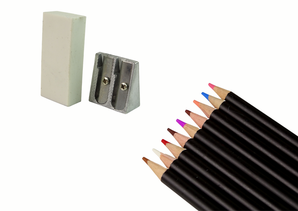 Set Of Crayons In A Tube Sharpener Eraser 74 Pcs.
