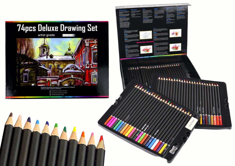 Drawing Set Crayons In A Box 74 Pcs. Xxl