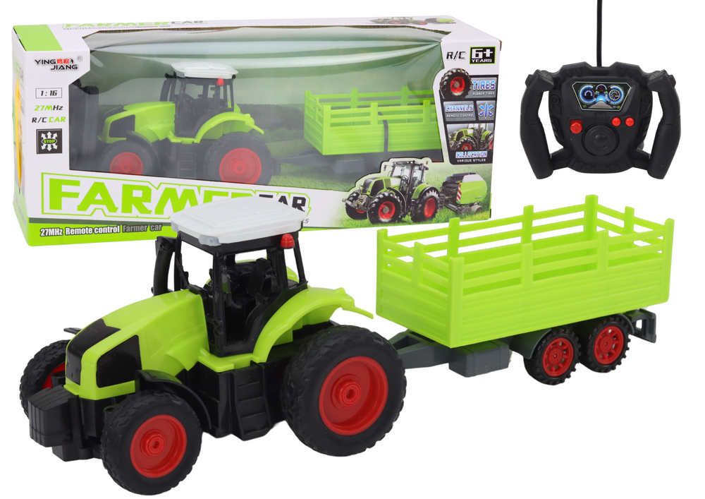 Remote Controlled Rc Tractor With Trailer 1:16 Green
