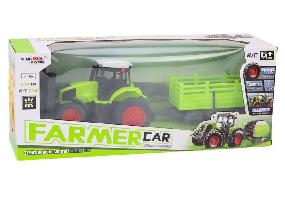 Remote Controlled Rc Tractor With Trailer 1:16 Green