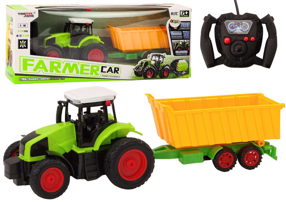 Remote Controlled Tractor With Trailer Rc 1:16 Green Remote Control