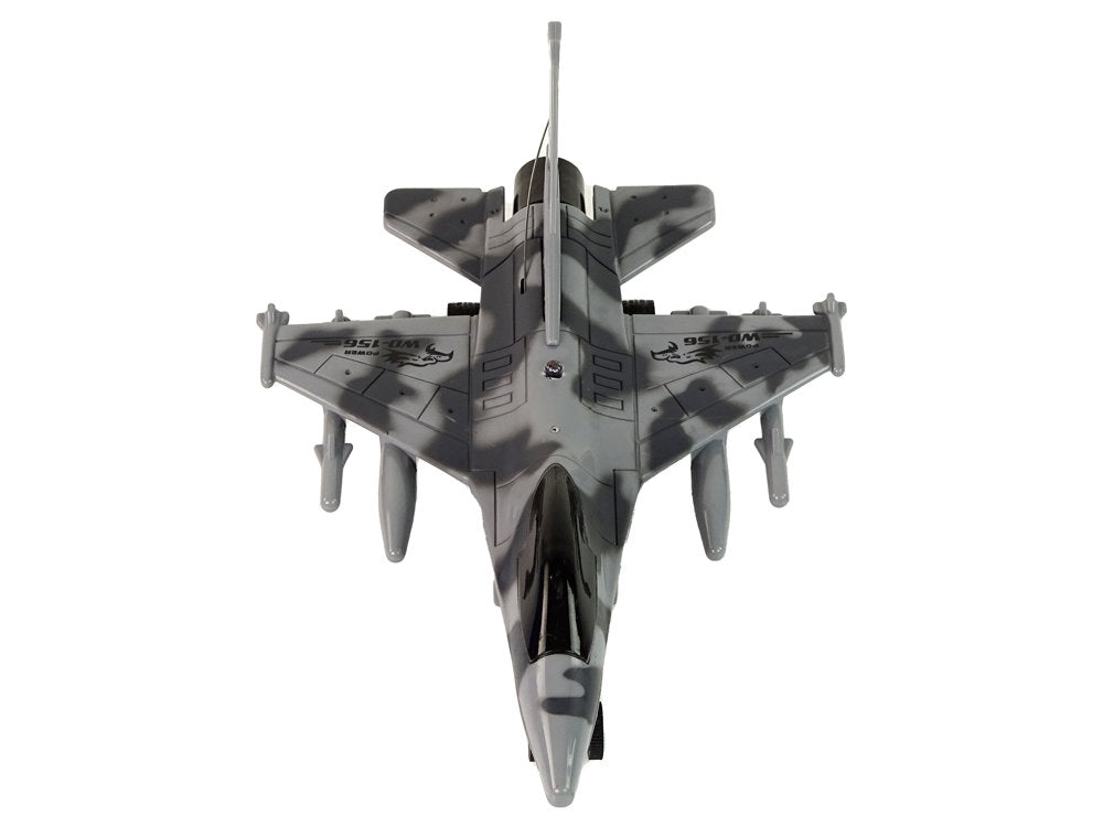 Military Jet Fighter Remote Controlled Rc Airplane Gray Lights