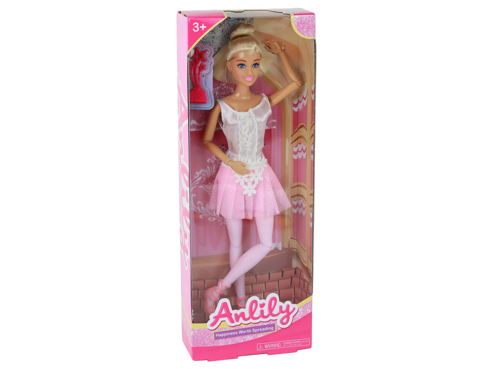 Children's Doll Anlily Ballerina Dancer Statuette Bun Pink Dress
