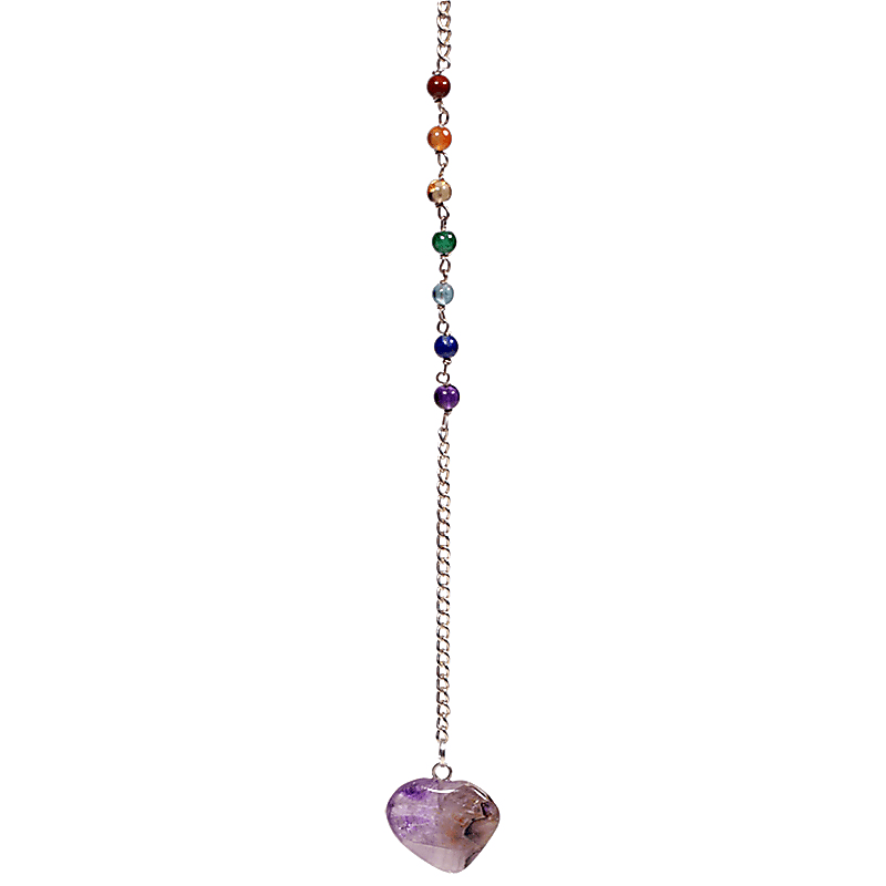 Pendulum Amethyst With Chakra Chain - 16 G; 3-4 Cm