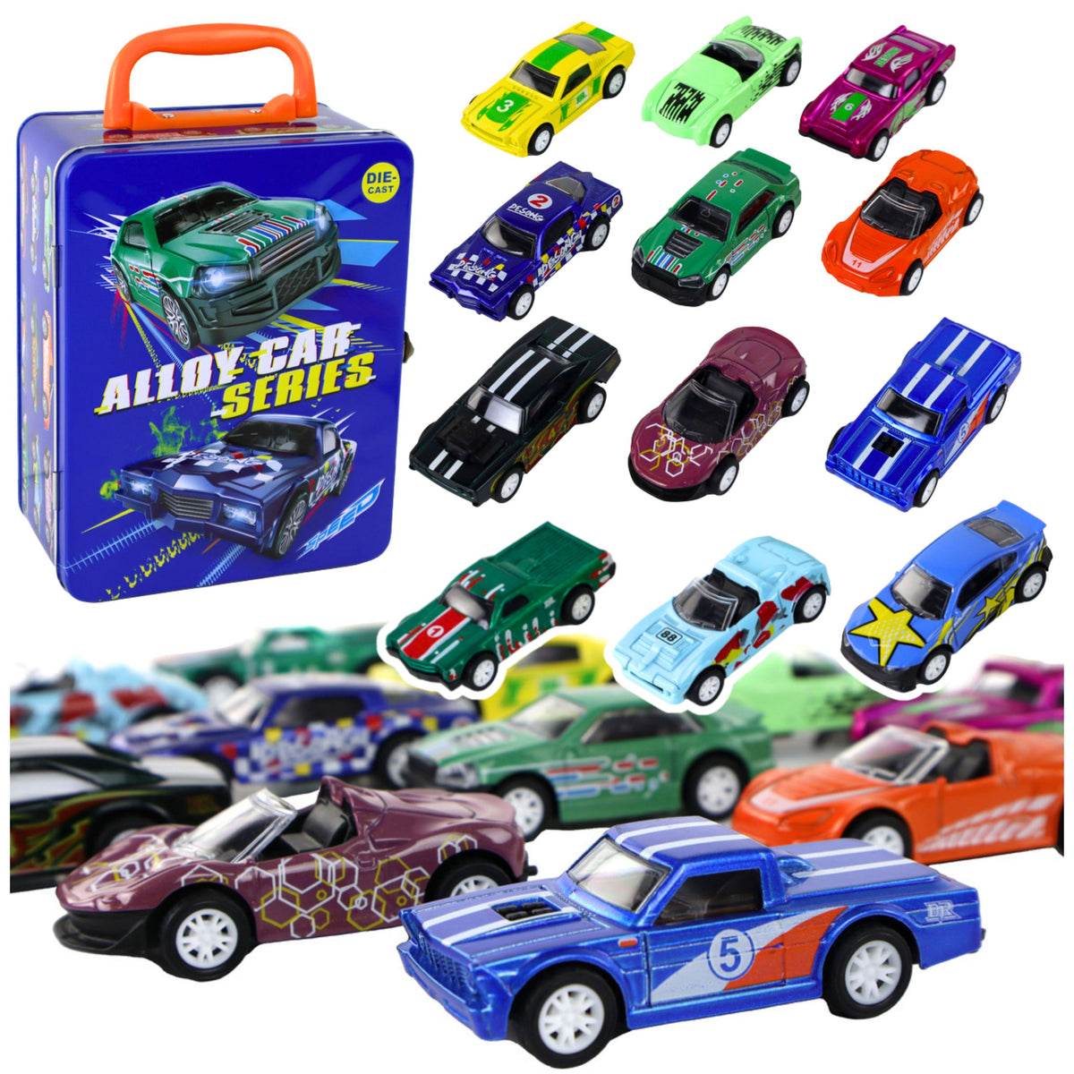 Friction Drive Vehicle Set 12 Ele Metal 1:64