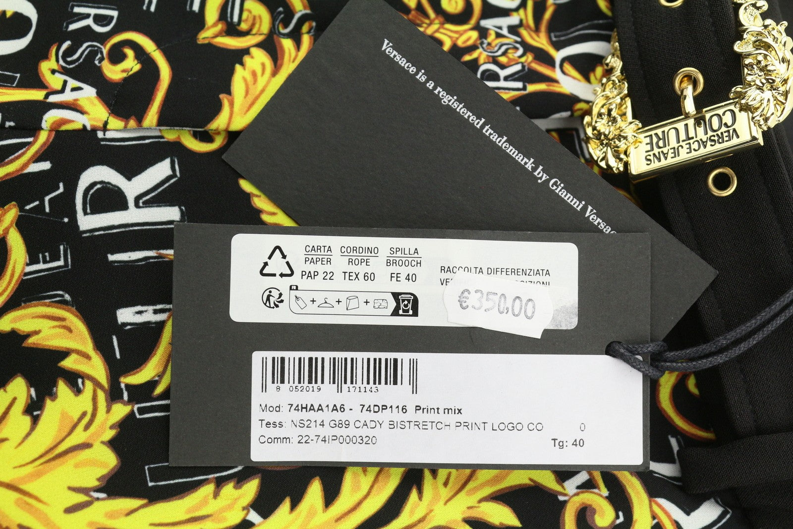 Versace Jeans Couture Cady Bistretch Print Logo Dame Buksenkle Rrp350