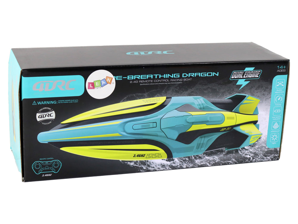 Rc Water Boat 2.4g Yellow-turquoise Waterproof Remote Control