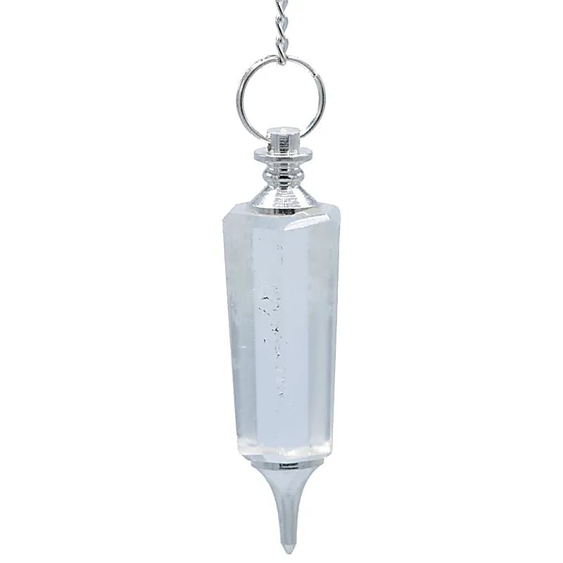 Rock-crystal Facet Pendulum & Metal --set Of 2 Pcs - 20 G; 6 Cm