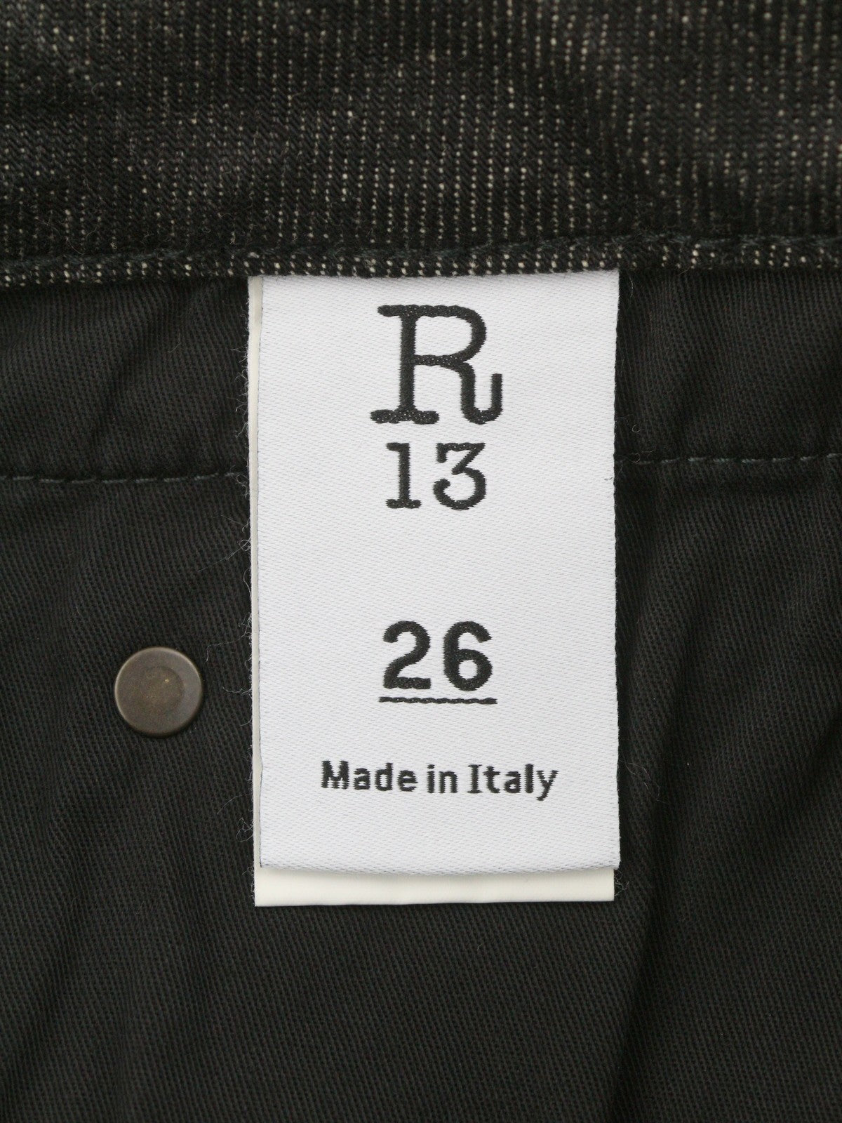 R13 Boy Straight Women Jeans 26 Abbey Black Whiskers Faded Distress Cropped Ps26