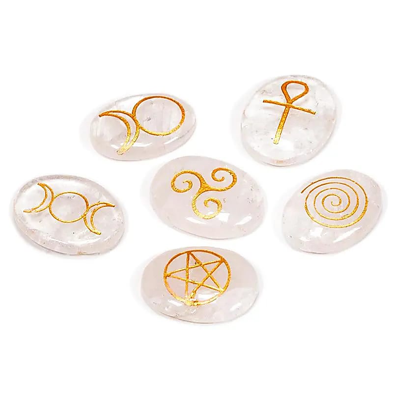 Wicca Stones Rock Crystal Set Of 6 -- 3.3x2.3 Cm -- 180g - 3.3x2.3 Cm 180g