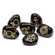 Wiccan Pagan Symbol Stones čierny achát Set 6 - 3,3x2,3 cm
