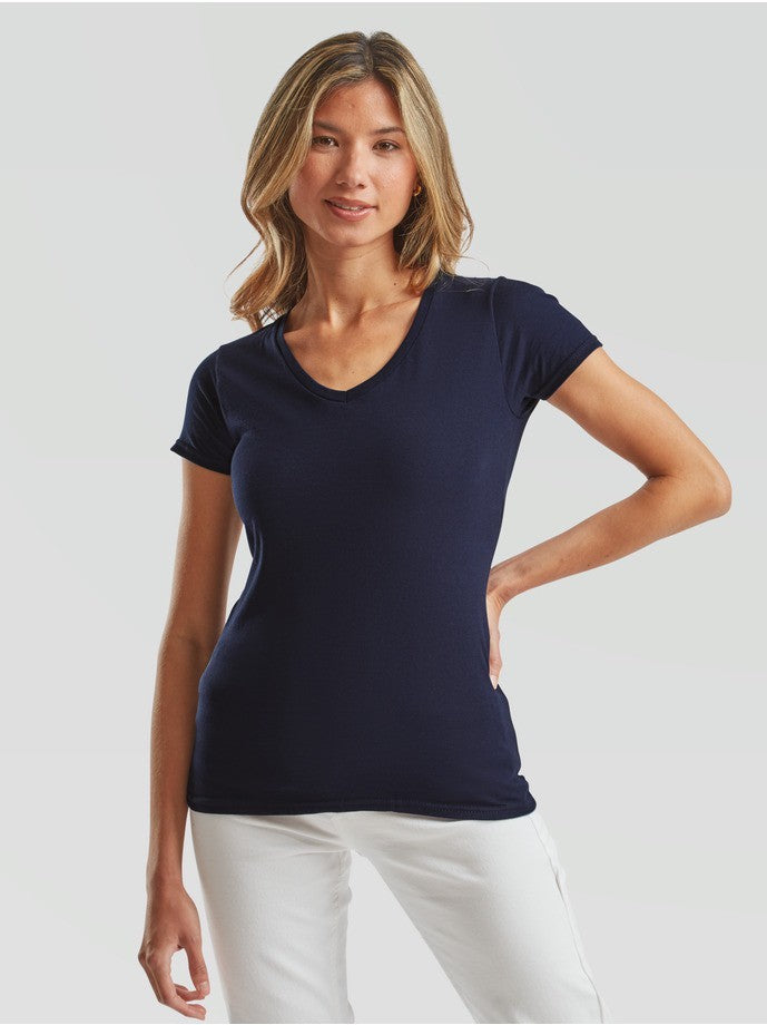 Fruit Of The Loom Ladies Iconic 150 V-neck T Camiseta Marino Oscuro