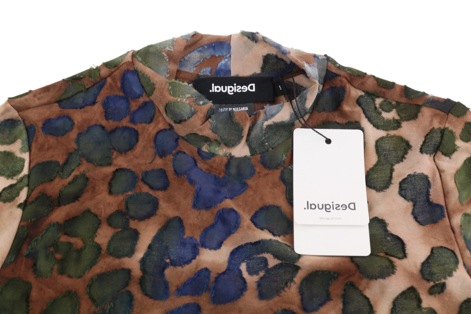 Desigual Vest Felina Women Dressbrown Textured Animal Print Long Sleeve