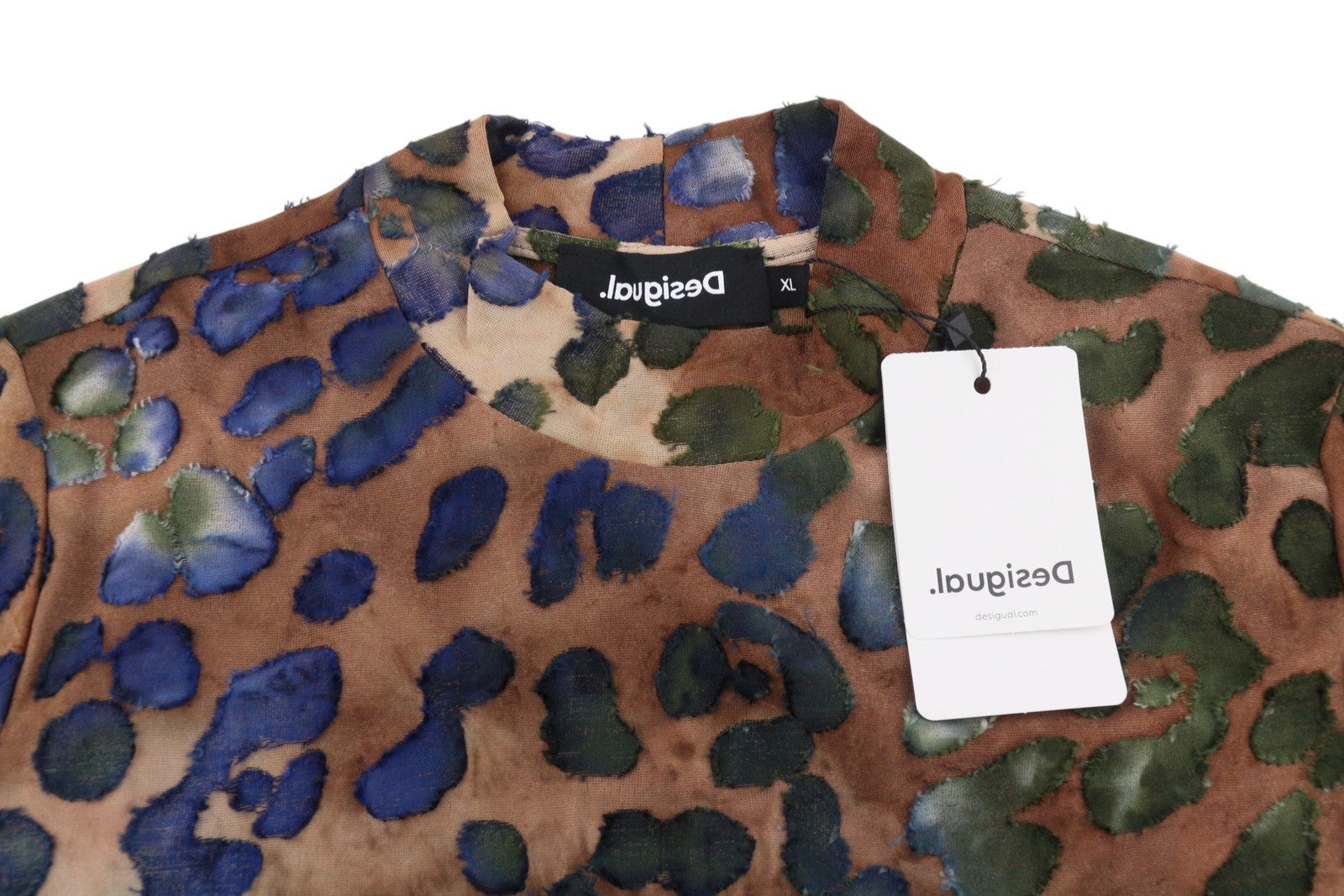Desigual Gilet Felina Donna Abito marrone testurizzato stampa animalier manica lunga