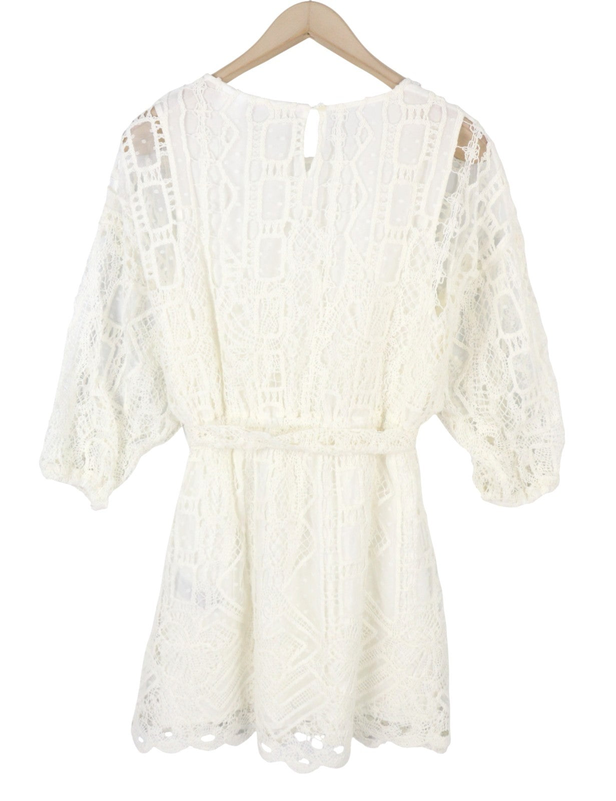 Desigual Aster Women Dresswhite Embroidered Belted 3/4 Sleeves