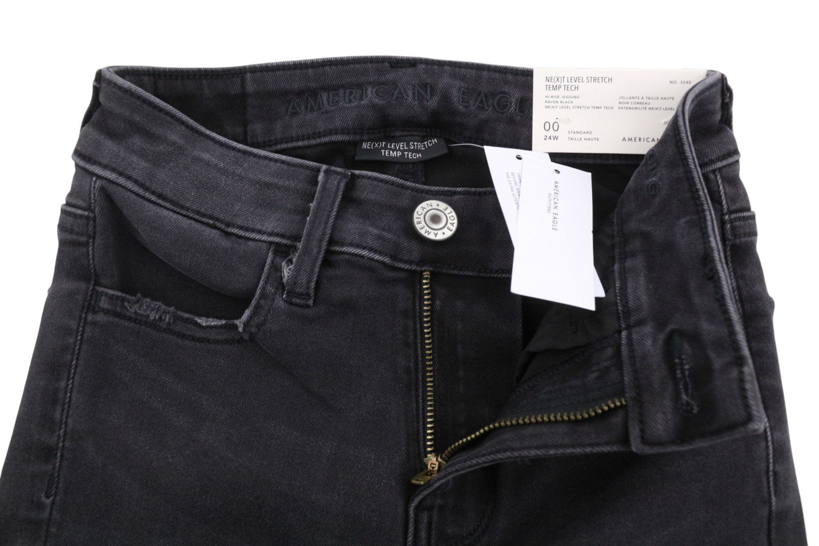 American Eagle Outfitters Jegging a vita alta da donna Jeansraven Black Distress