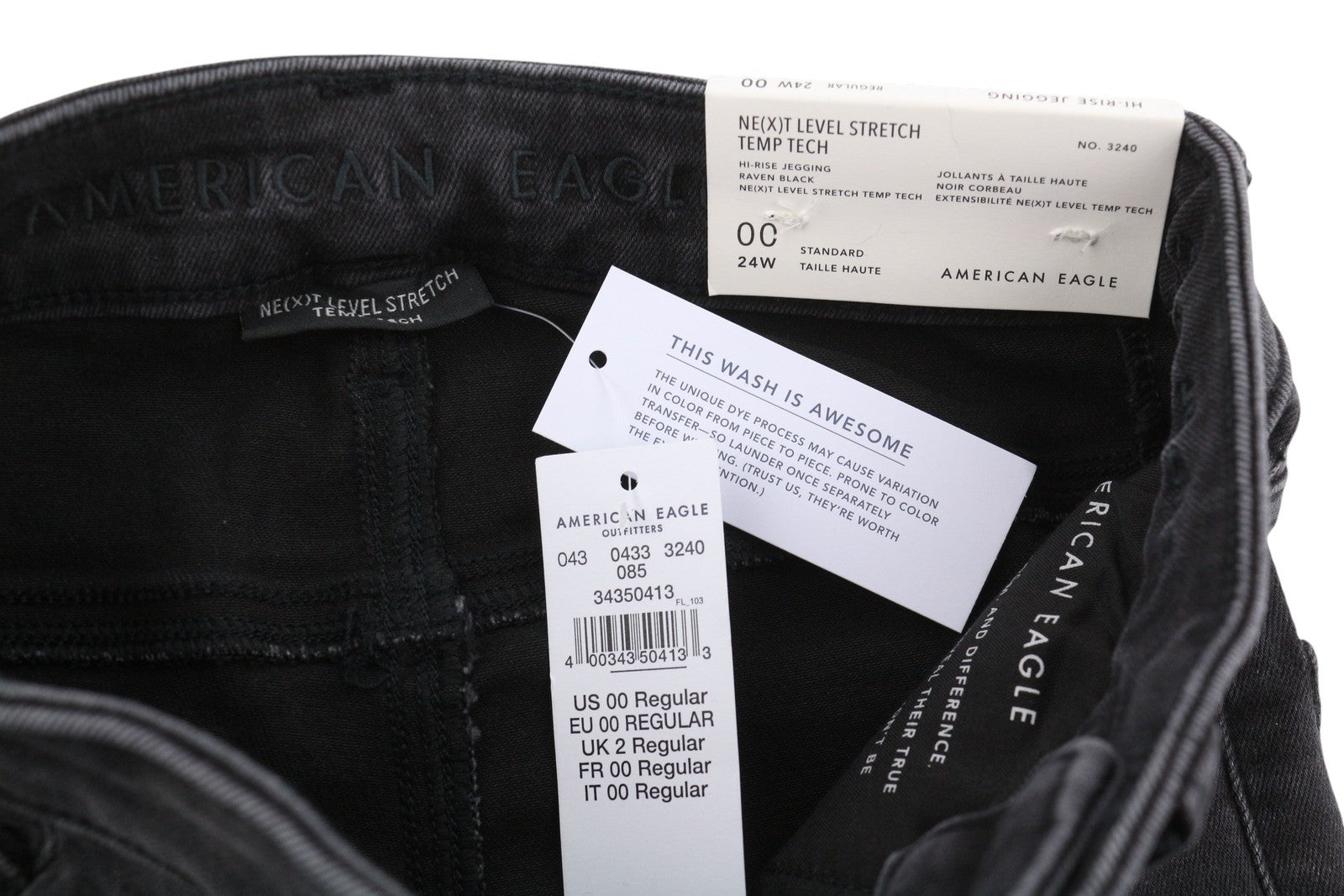 American Eagle Outfitters Jegging a vita alta da donna Jeansraven Black Distress